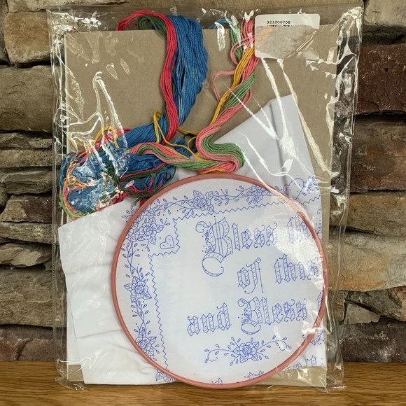 VTG Bucilla KIT Grace Cross Stitch Prayer Stamped Christian Family Stitchery - Picture 5 of 9